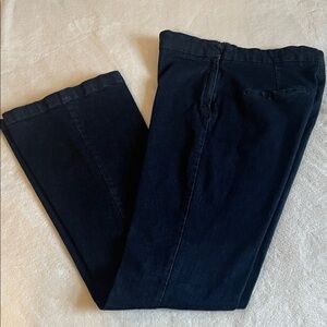 Express side, zip flare, dark denim jeans